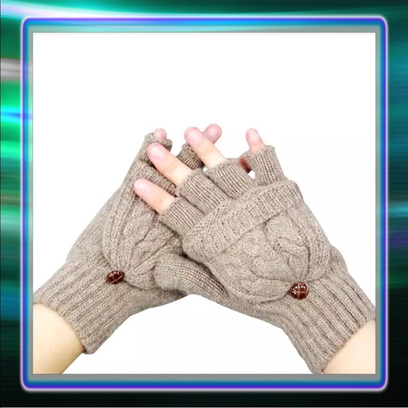 Accessories - Last One! Khaki Clamshell Exposed Finger Mittens